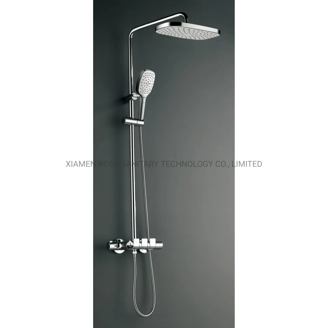 Thermostatic Three Functions One Button Switch on Big Shower Set Column Shower Mixer Bathroom Faucet