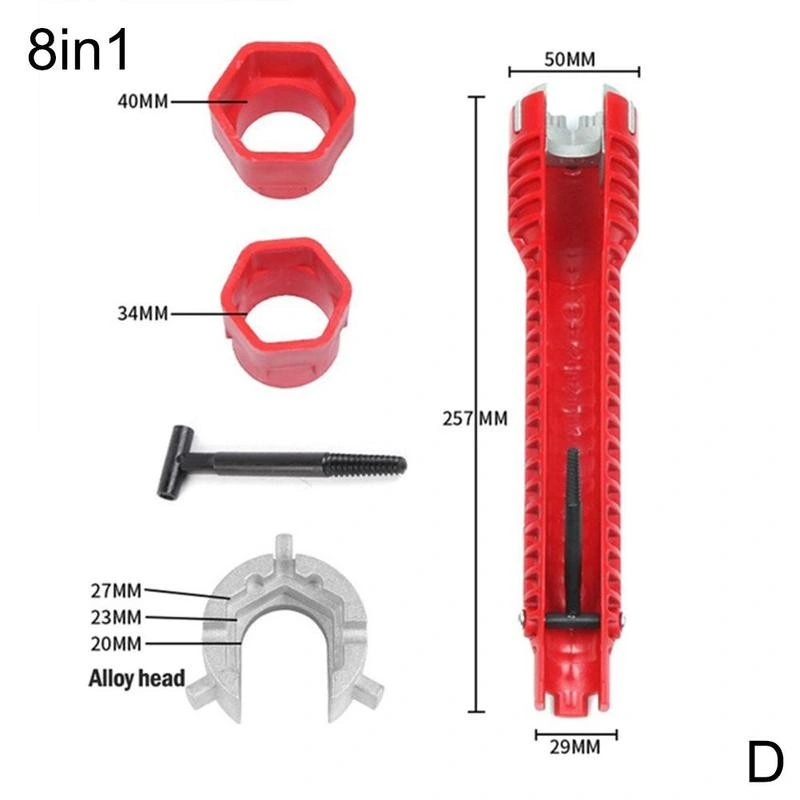 8 in 1 Flume Magic Wrench Sink Faucet Plumbing Tools Magic Wrench 8 in 1 Anti-Slip Multi Key Kitchen Repair Plumbing Wrench Tool