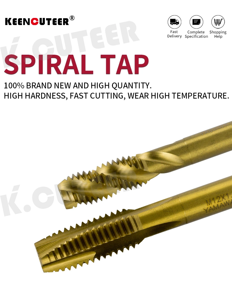 Metric Titanium Plated HSS Spiral Point Tap Spiral Flute Tap