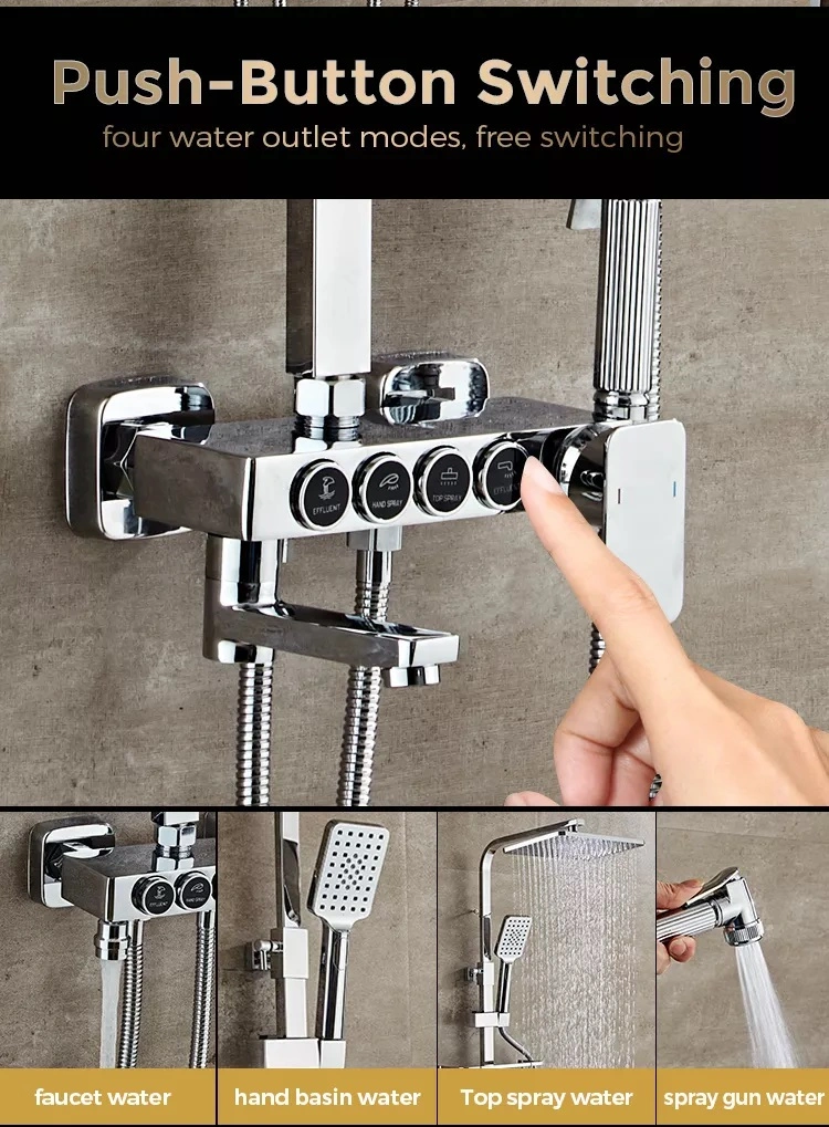 Modern Shower Set Wall Mounted Stainless Steel Tap Bathroom Taps Brass Kits Rain Rainfall Mixer Faucet Shower Set