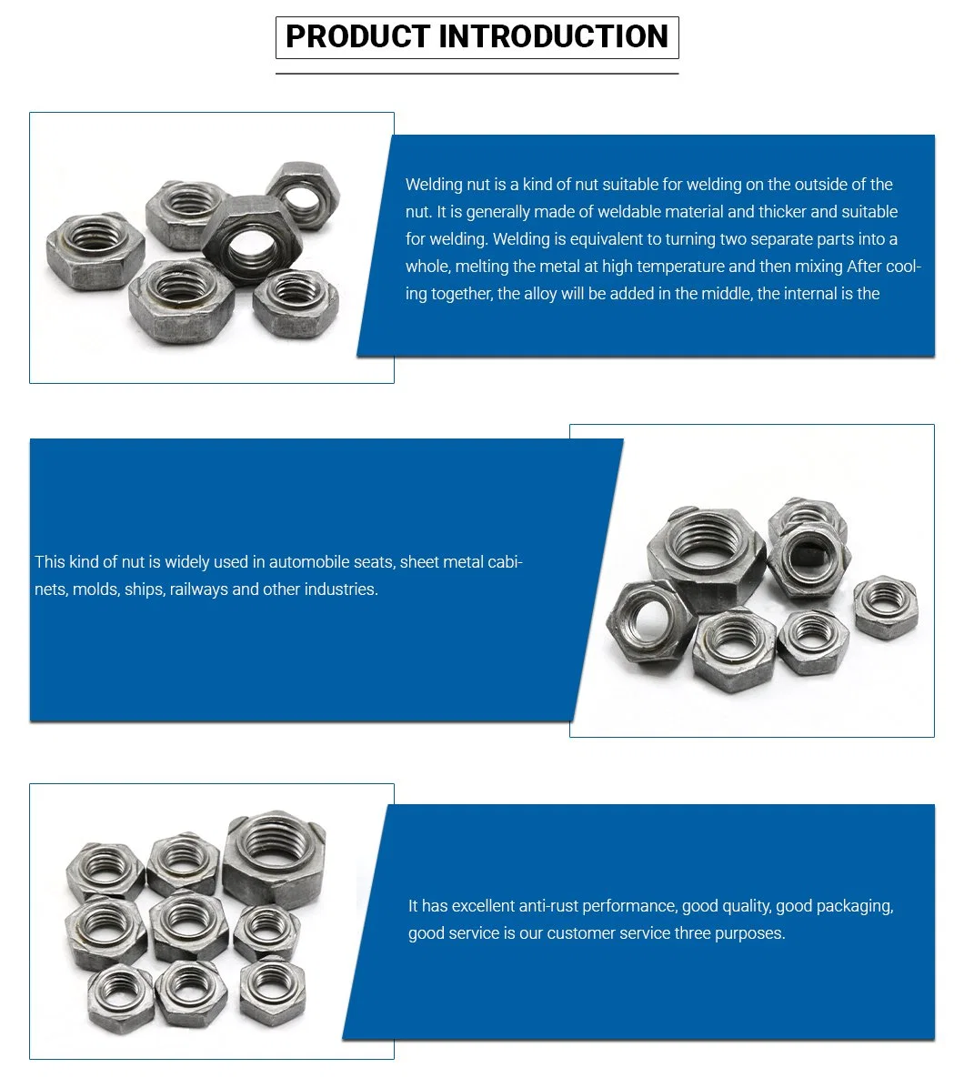 DIN929 Metric Hexagon Head Nut Carbon Steel Hex Weld Nut