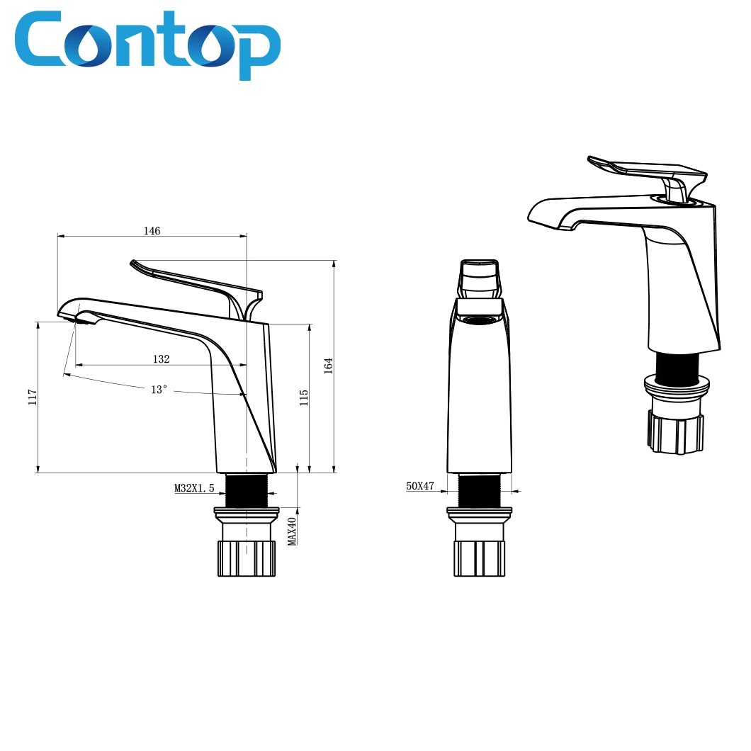 Latest Style Single Lever Single Handle Single Hole Solid Brass Polished Gun Black Basin Faucet Luxury Basin Mixer Tap