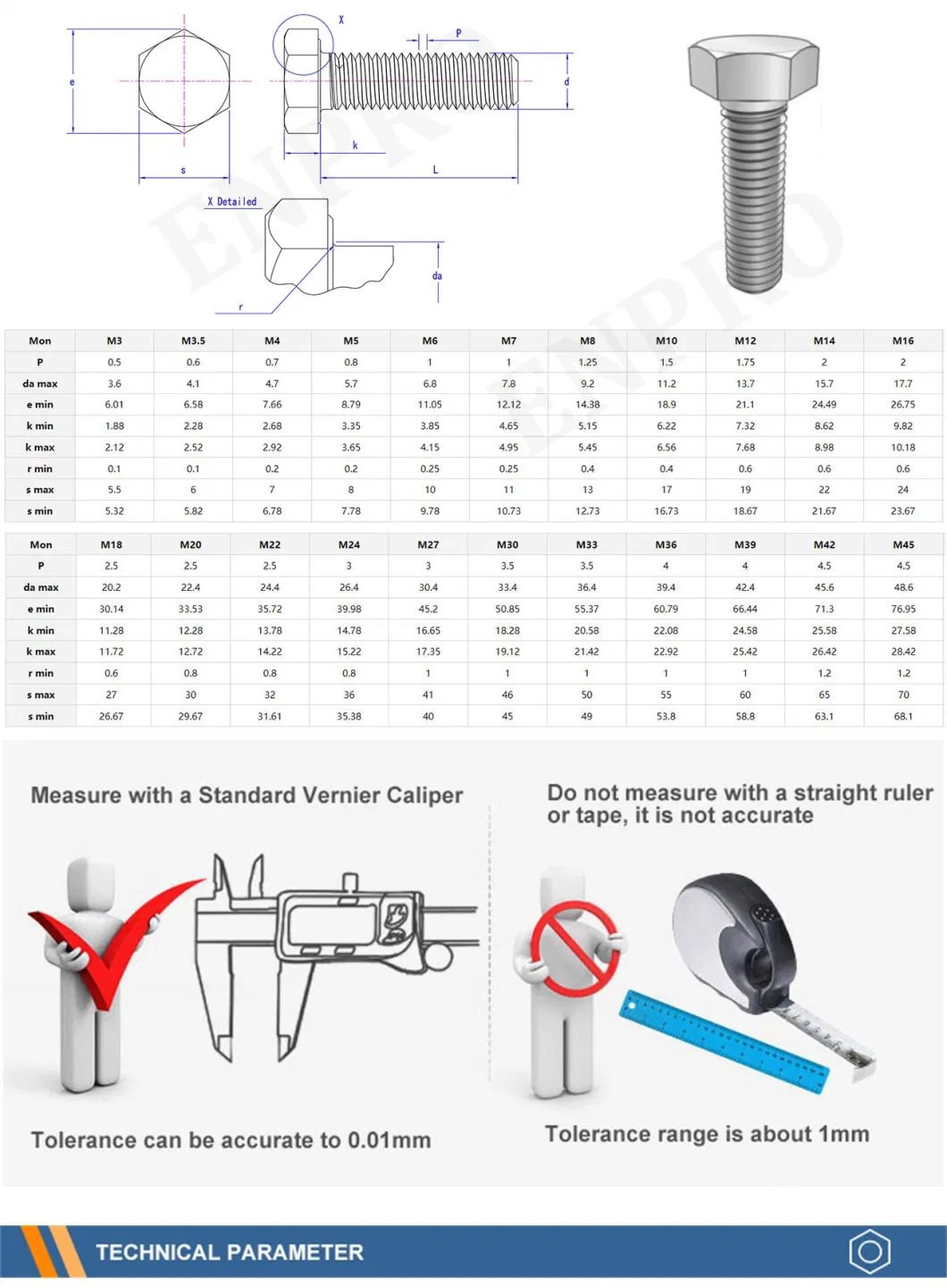 Hot Sales Hardware Fasteners Stainless Steel Long Size Hex Bolt &amp; Nut