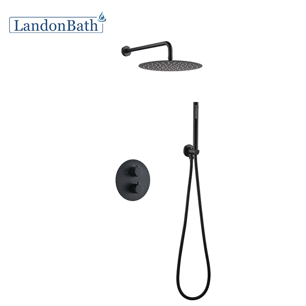 Bathroom Shower System Dual Head Set Wall Mounted Thermostatic Bath Shower Set