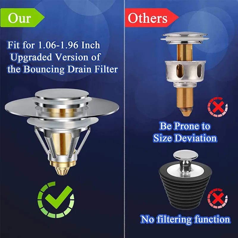 Universal Bathroom Sink Stopper Pop up Sink Drain Plug for 1.06-1.96&prime; &prime; Brass Bathroom Sink Drain Filter with Basket