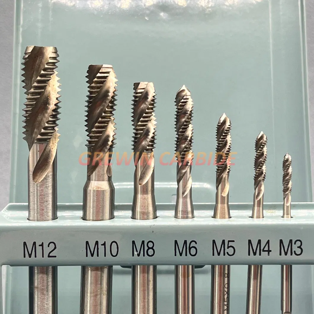 Grewin-7PCS Set M3 M4 M5 M6 M8 M10 M12 HSS Spiral Flute Metric Tap Screw Drill Bits Set for Metal Threading