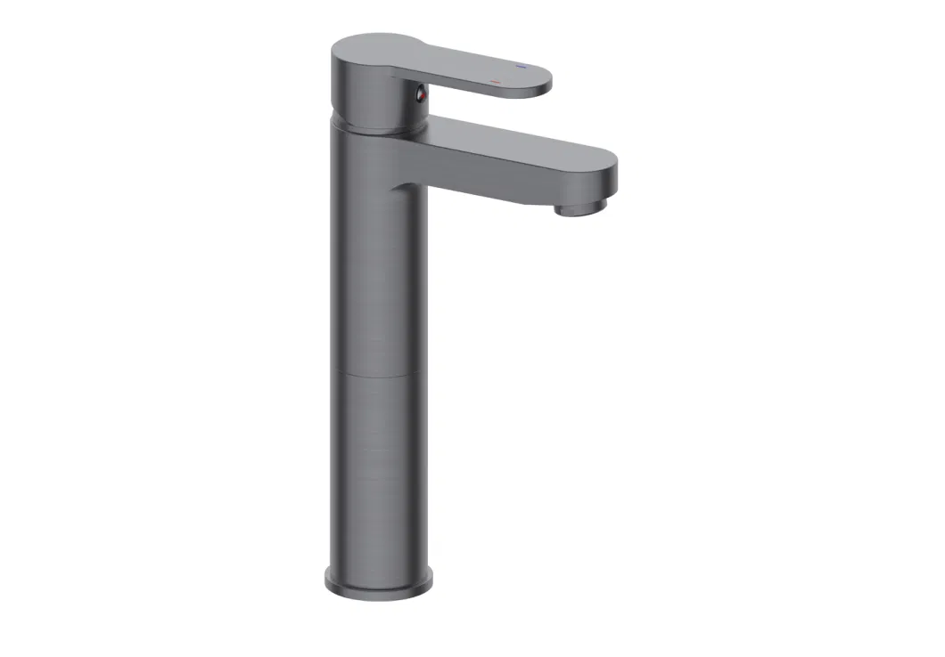 Quatorze Deck Pillar Sink Mixer Tap Gun Grey