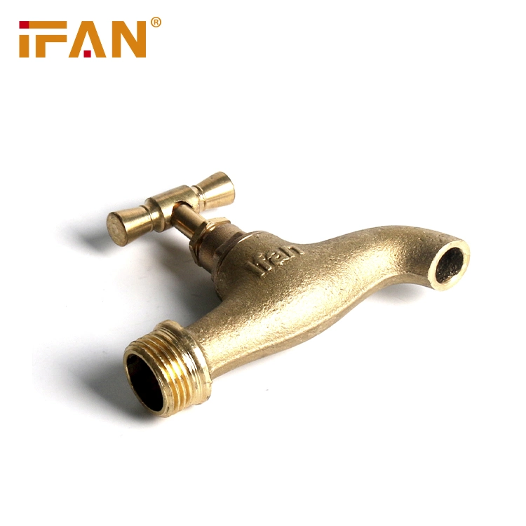 Ifan Factory Hot Sale Best Price Bibcock Taps Brass Color 1/2-3/4 Size Mould R01 Brass Taps