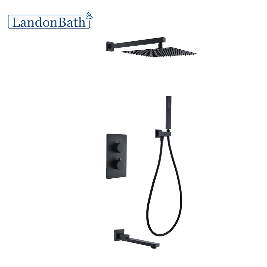 Bathroom Shower System Dual Head Set Wall Mounted Thermostatic Bath Shower Set