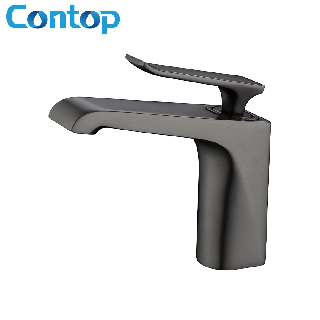 Latest Style Single Lever Single Handle Single Hole Solid Brass Polished Gun Black Basin Faucet Luxury Basin Mixer Tap