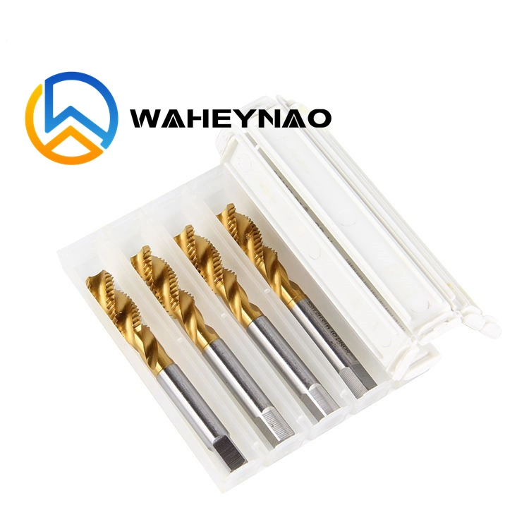 Waheynao Tin Coated Hsse Machine Taps M2 M3 M4 M5 M6 Hssco5 Hssco8 Spiral Flute Taps for Stainless Steel