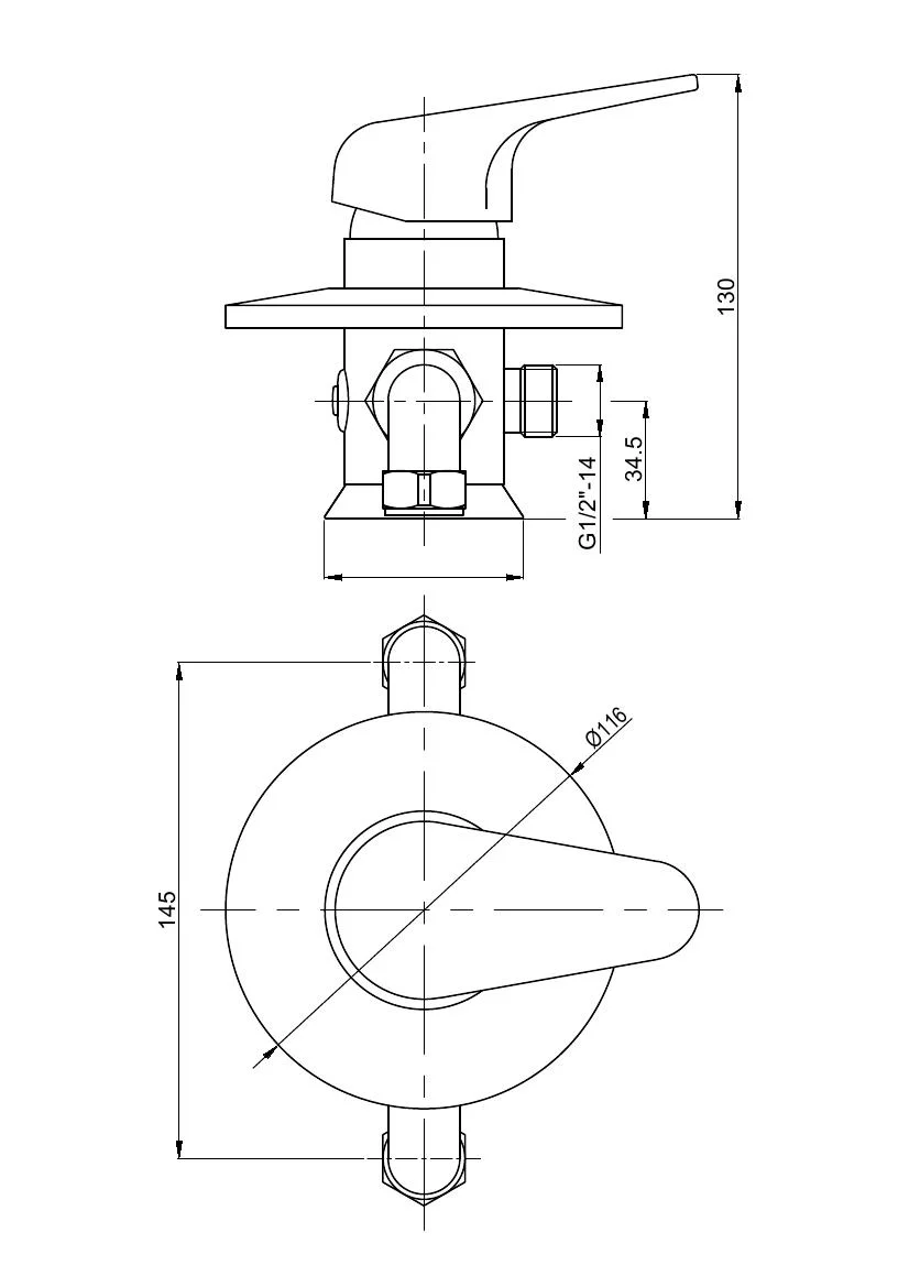 Brass Manual Concealed Shower Faucet with Round Brass Plate