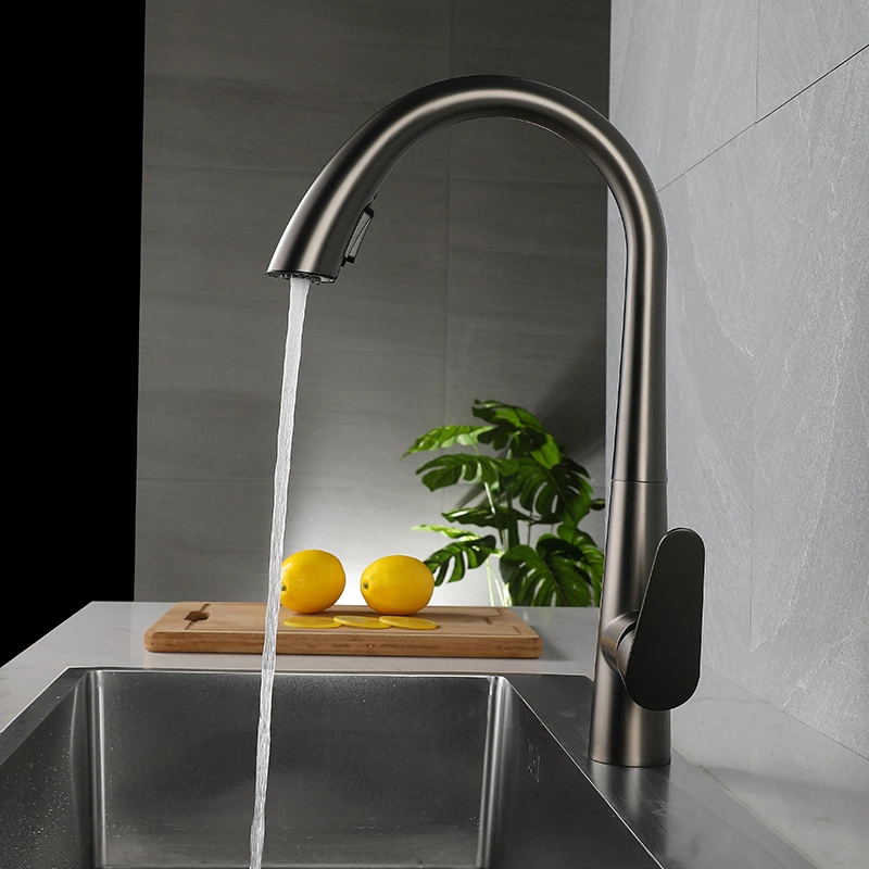 304 Stainless Steel Hot Cold Water Kitchen Tap Put out Kitchen Sink Faucet Gun Metal