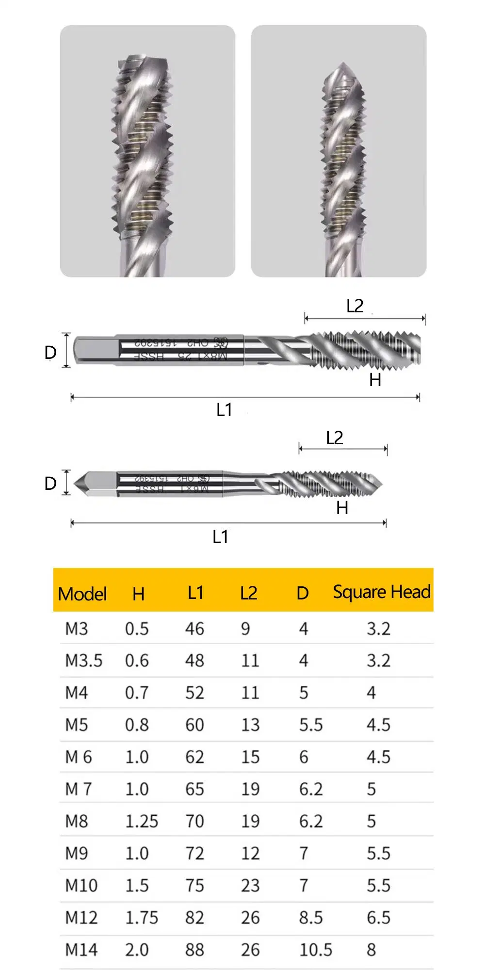 Hardware Metric HSS Thread Tap M8 Spiral Flute Tap