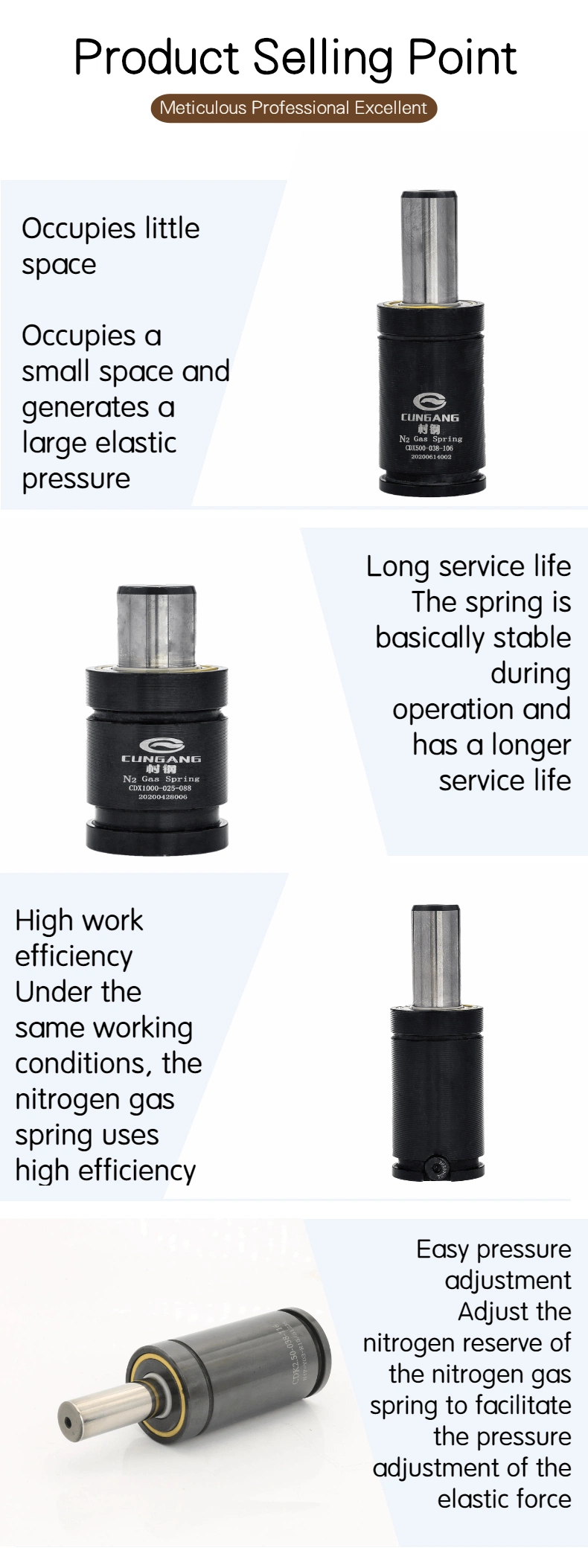 Hyson Nitrogen T2l-300X0.5 Threaded Hole Bottom of The Compact Cylinder Bore Sealed Gas Spring