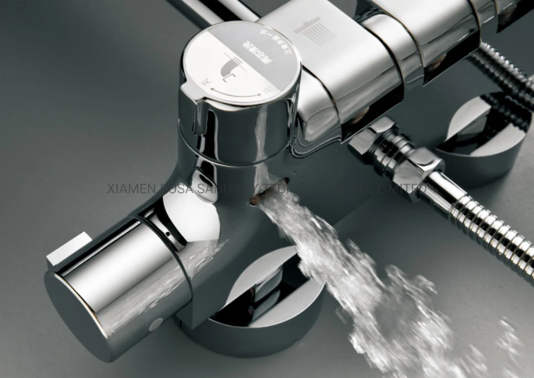 Thermostatic Three Functions One Button Switch on Big Shower Set Column Shower Mixer Bathroom Faucet