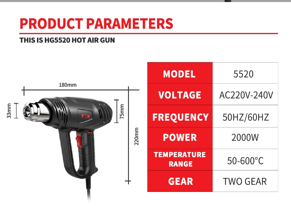 Electric Portable Heat Gun Is Suitable to Help Clean up Threading Hg5520