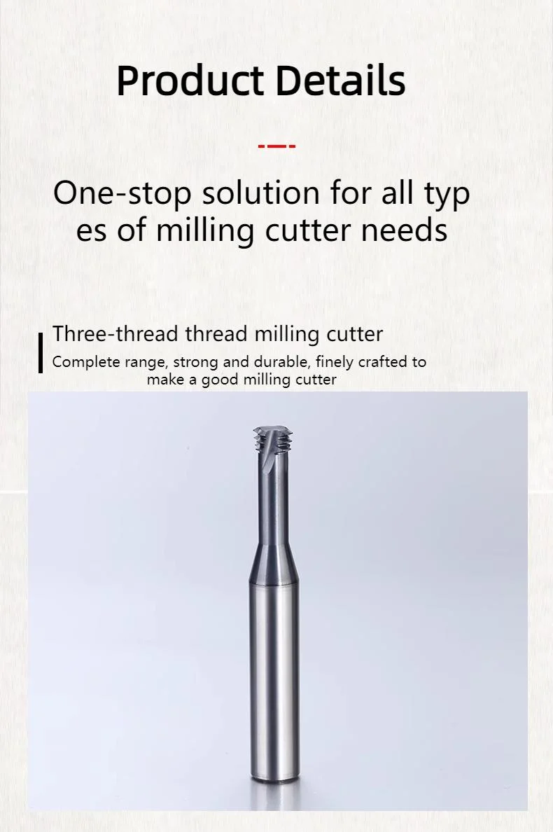 Thread Milling Cutter Tungsten Steel Alloy End Mill Milling Cutter Three-Edge Coating M2m3m4m6m CNC Tool