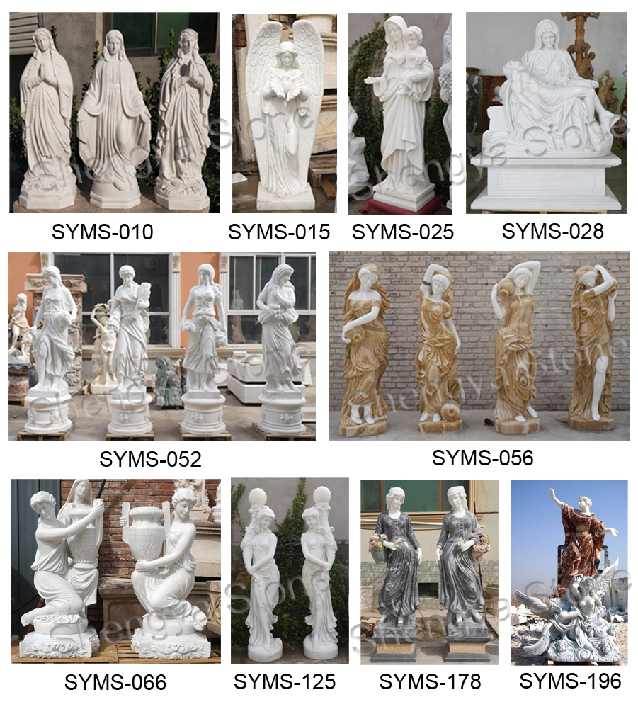 High Quality Outdoor Hand Carving White Marble Stone Sculpture Mother and Child Statue (SYMS-1150)