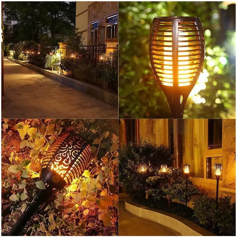 Solar Waterproof Powered Outdoor Decoration Garden Lighting Solar Flickering Flames Torch Light for Security Path Light Lawn Lamp