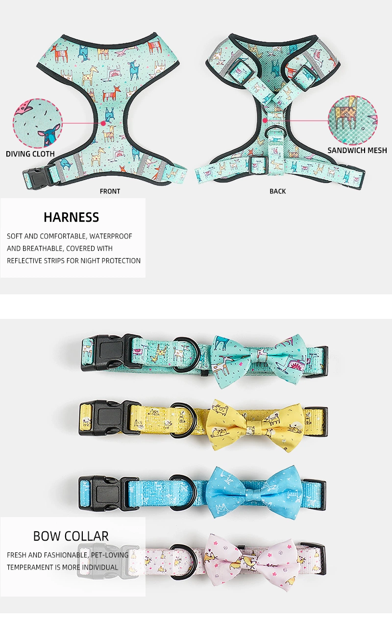 Petisland New Pet Clothing Vest Harness 6 in 1 Customized Logo and Pattern Soft Dog Collar Leash Dog Harness Bandana Pet Clothes Wholesale