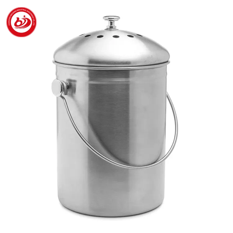 5 Liter Kitchen Stainless Steel Compost Bin with Charcoal Filters Compost Pail Kitchen Worm Farm Home Waste Recycle Bin