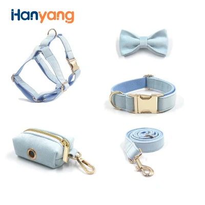  Venta caliente reversible de Hanyang ajustable transpirable lindo perro arnés con pajarita, titular de la bolsa de caca y correa de ajuste del collar de Pet