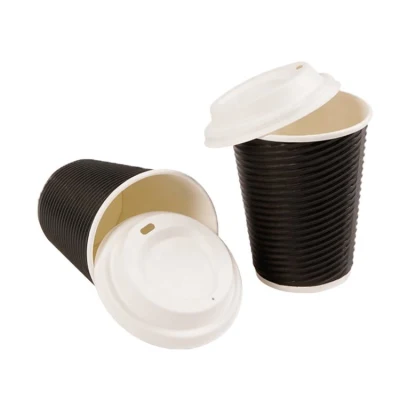 Tazas de papel Compostable con tapa