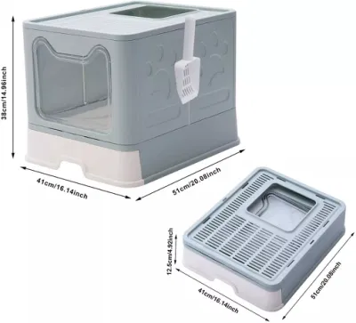 Grande portátil fácil de limpiar basura plegable de Kitty Covered Cat Caja con tapa