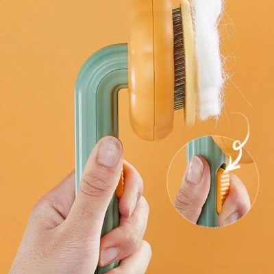 La autolimpieza Slicker cepillos para Perros Gatos Pet Grooming Brush Tool elimina suavemente la capa de imprimación calabaza mascota peine