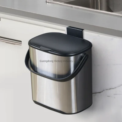  Encimera de cocina Compost compostaje Bin Bin pequeño cuarto de baño con empuñadura de la Papelera con tapa