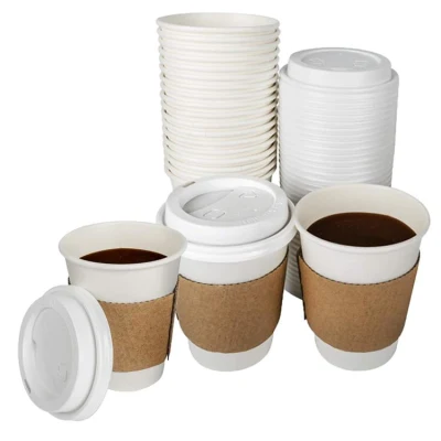 Tazas de papel Compostable con tapa