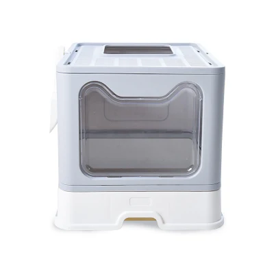 Grande portátil fácil de limpiar basura plegable de Kitty Covered Cat Caja con tapa