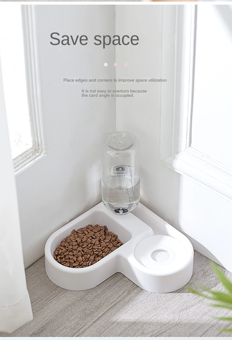 Right Angle Corner Pet Cat Dog Automatic Water Refill Bowl Anti-Moisture Mouth Heart Shape Food Bowl