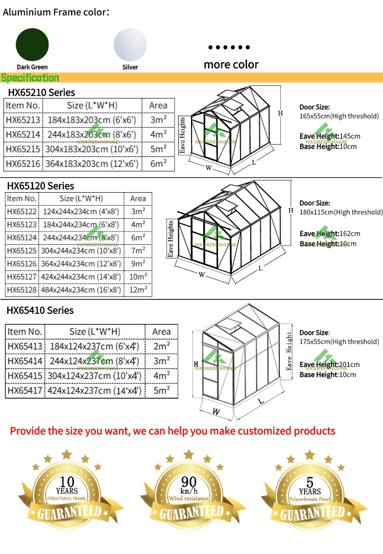 Aluminium Polycarbonate Greenhouse Grow Tent