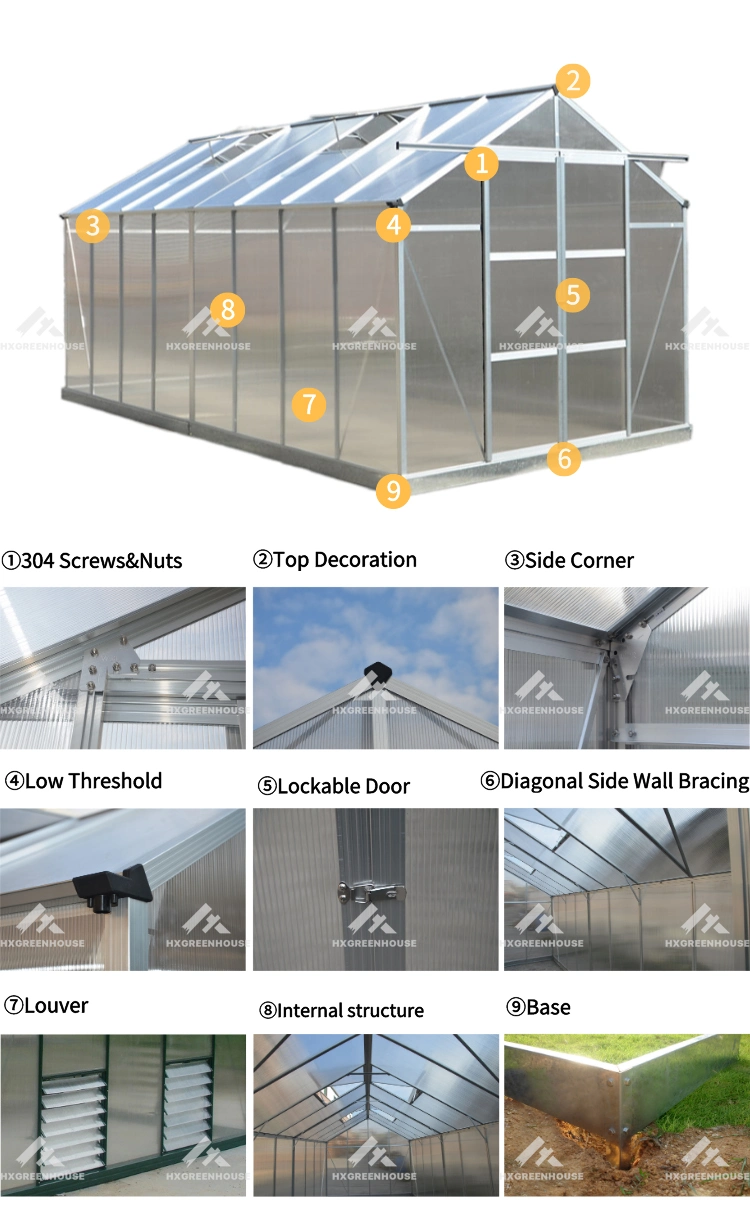 Aluminium Polycarbonate Greenhouse Grow Tent