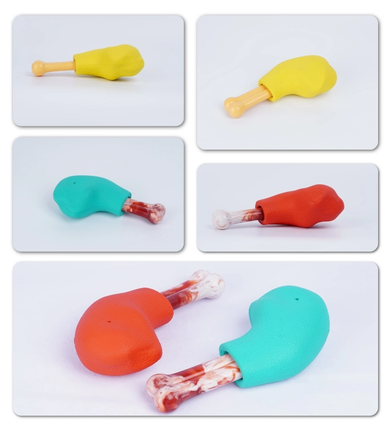 Rubber Nylon Chicken Molar Tooth Cleaning Bone Pet Squeak Chew Dog Toys