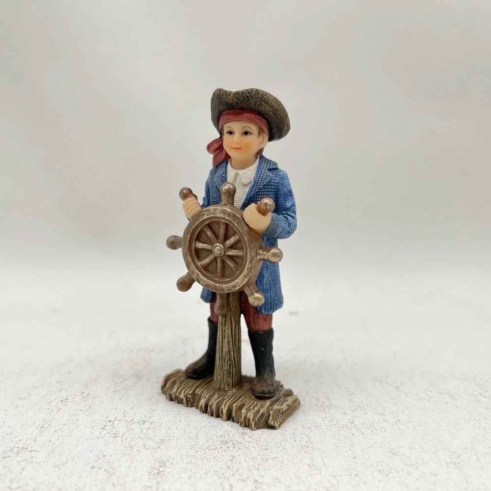 Resin Little Pirate Captain Boy Figurine Miniature Fairy Garden Kit Factory Direct Supply