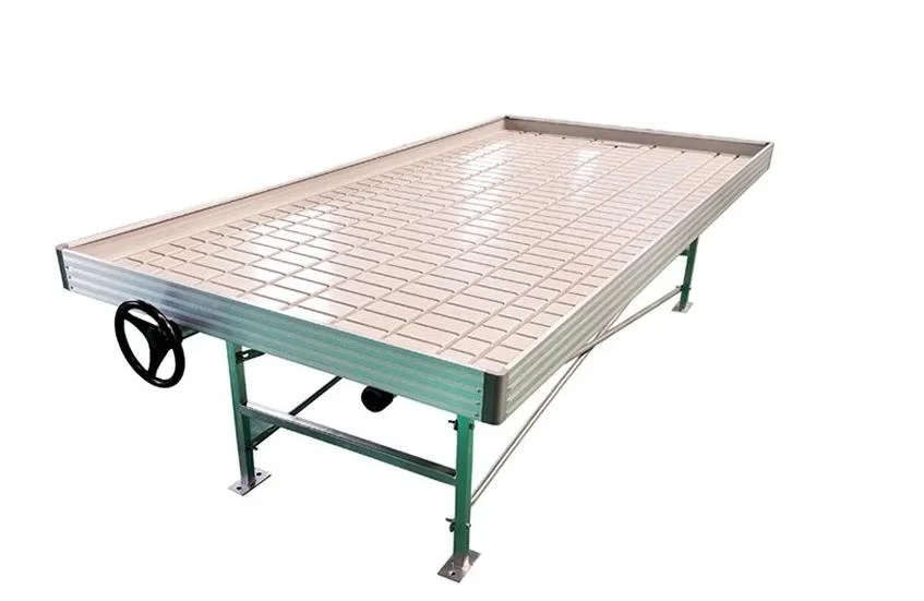 Plant Growth ABS White Plastic Flood Tray Agricultural Greenhouse Cultivation System Rolling Table Hydroponic Rolling Work Bench