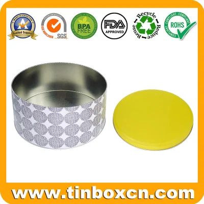 Large Round Bakery Metal Box Cookies Can Cake Tin for Baked Container