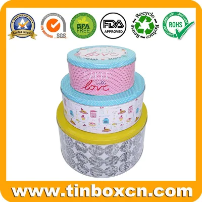 Large Round Bakery Metal Box Cookies Can Cake Tin for Baked Container