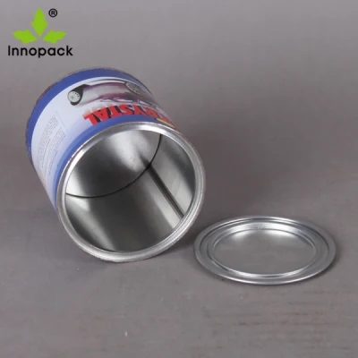 1 Liter Mini Printed Small Round Metal Tin Can with Lid for Chemical