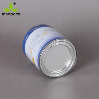 1 Liter Mini Printed Small Round Metal Tin Can with Lid for Chemical