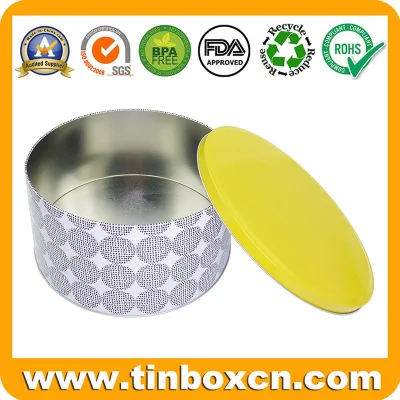 Large Round Bakery Metal Box Cookies Can Cake Tin for Baked Container