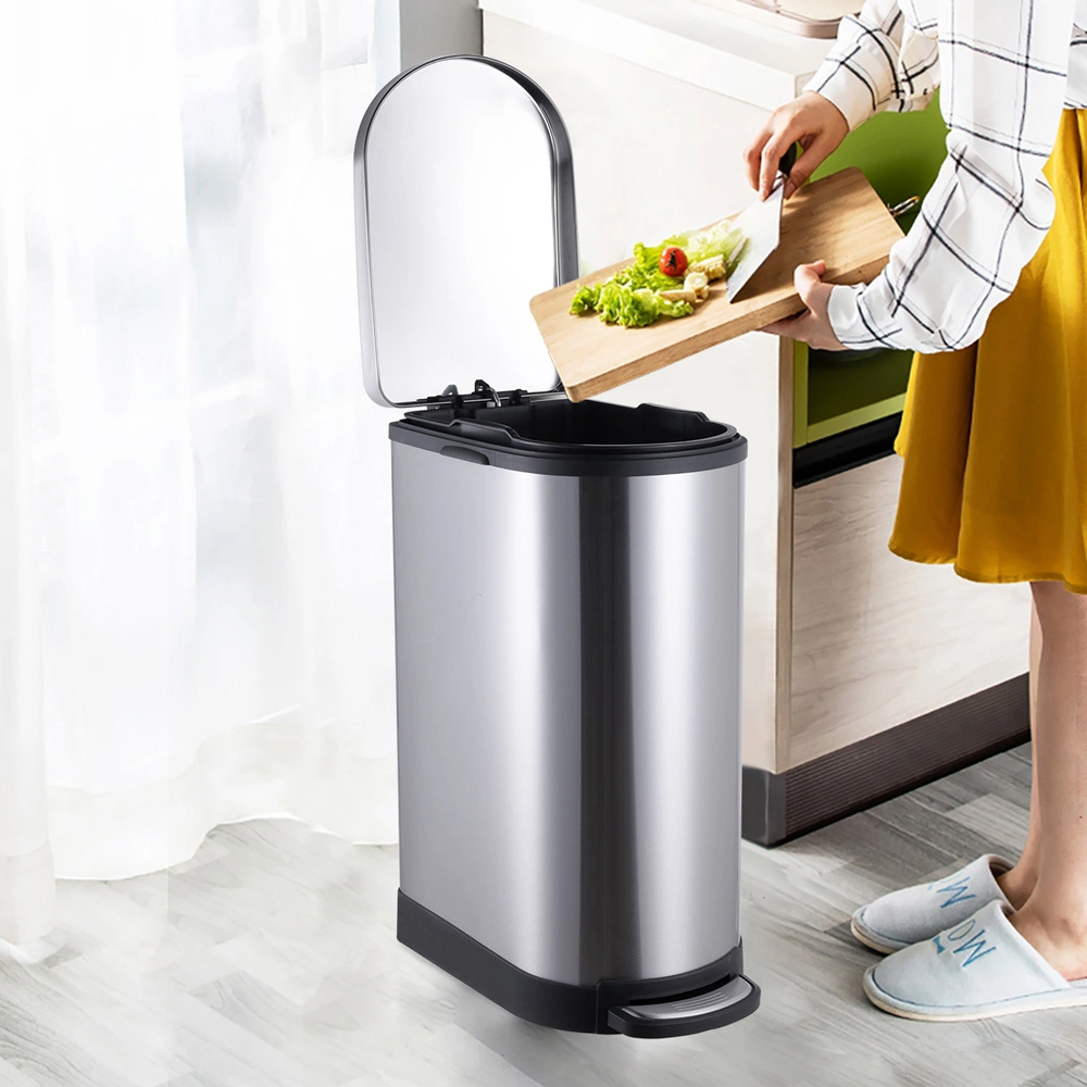 Metal Dustbin Stainless Steel Hotel Office Large Waste Garbage Bins Kitchen Trash Can