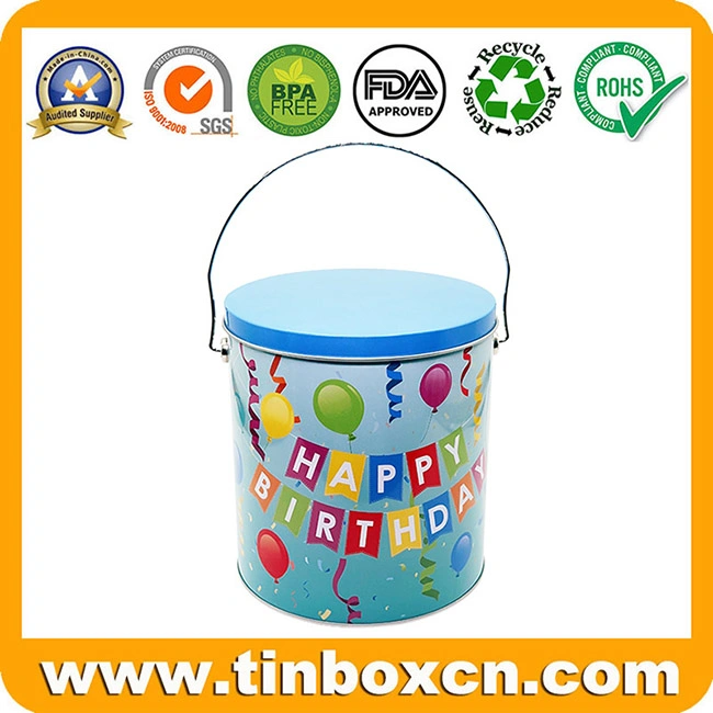 0.5/1/2/3.5/6.5 Gallon Metal Bucket Popcorn Tin with a Lid