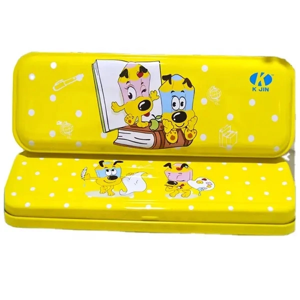 Cheap Back to School Kids Stationery Storage Yellow Metal Pencil Box/Tin Pencil Case for Children