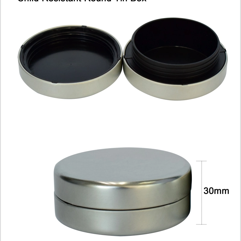 80mm 120mm Child Resistant Sustainable Hinged-Lid Large Edible White Black Joint Tin Container Can Tin Box