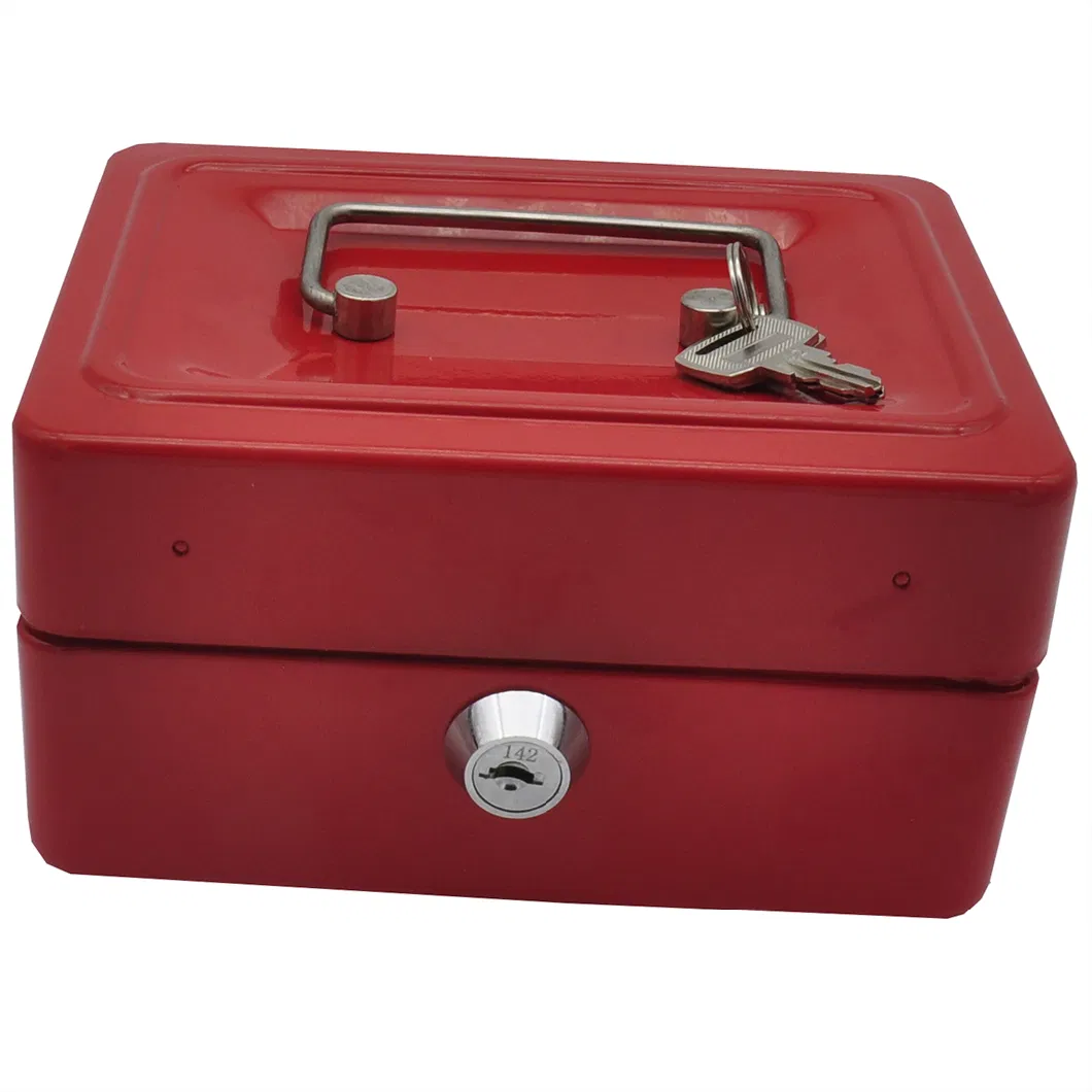 Steel Coin Bank Lock Small Money Metal Safe Cash Box with Money Tray