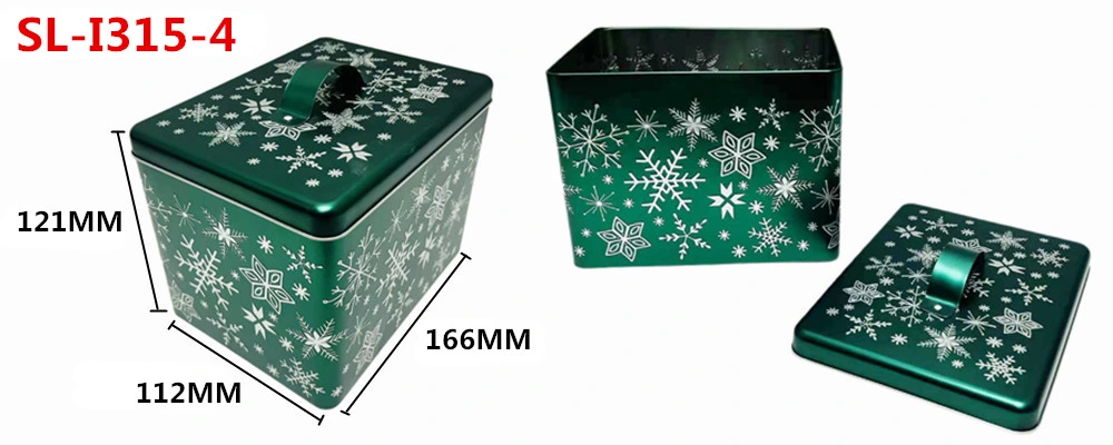 Factory Wholesale Rectangular Metal Packaging Red Christmas Tinplate Storage Container Bread Cookie Snackstins Tin Box